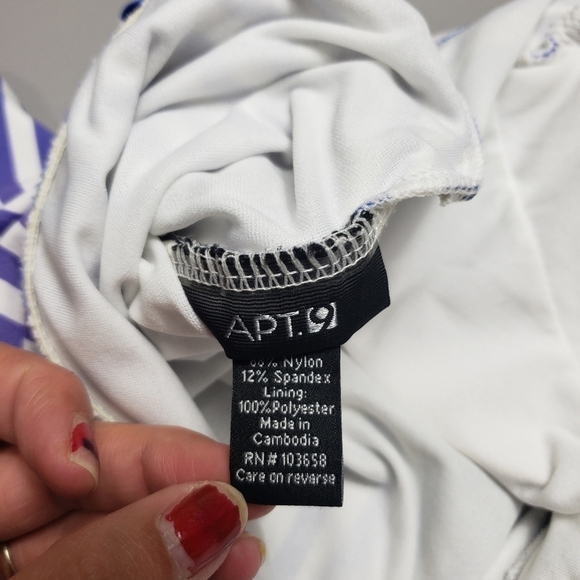 3/$15 apt 9 blue, purple striped tankini bathing suit top women's size medium - Picture 8 of 10